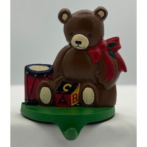 1992 Lillian Vernon Cast Iron Bear Stocking Holder 5" - Hand Painted